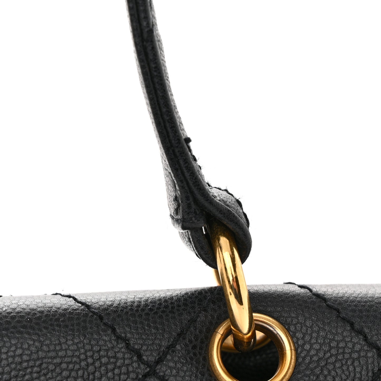 Caviar Diamond Stitched Flap Shoulder Bag Black