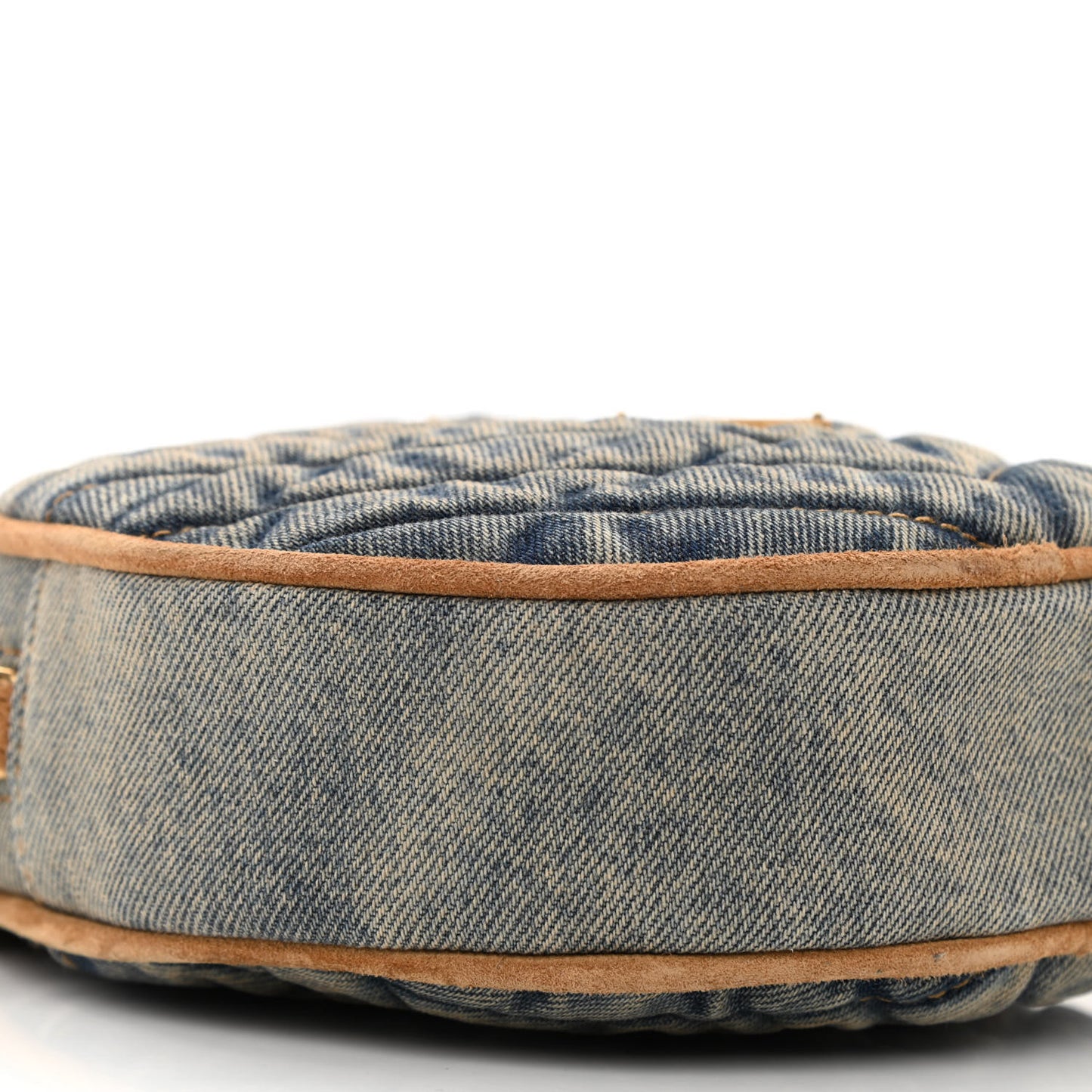 Denim Quilted Monogram Round Crossbody Bag Rodeo Blue