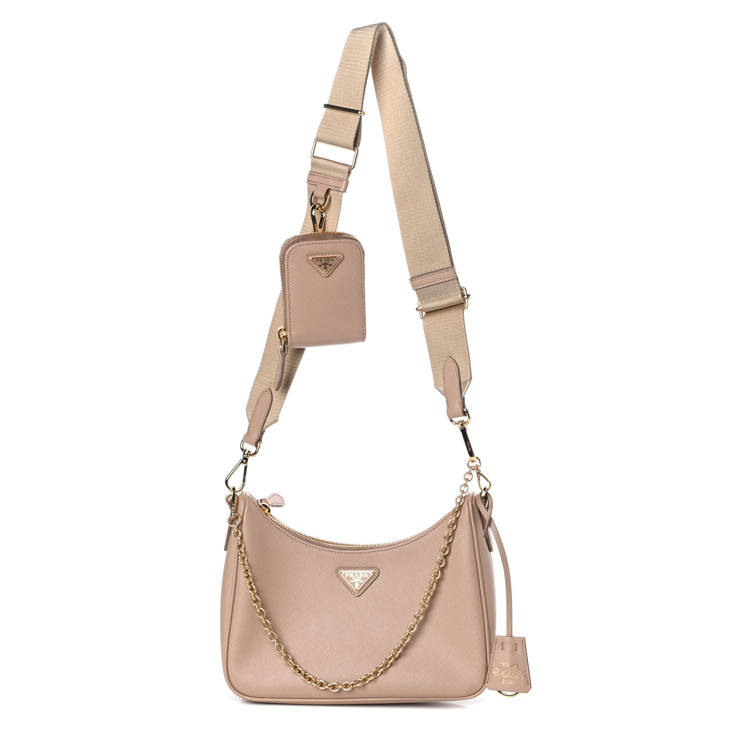 Prada Saffiano Re-Edition 2005 Shoulder Bag Cammeo Beige 1 of 9
