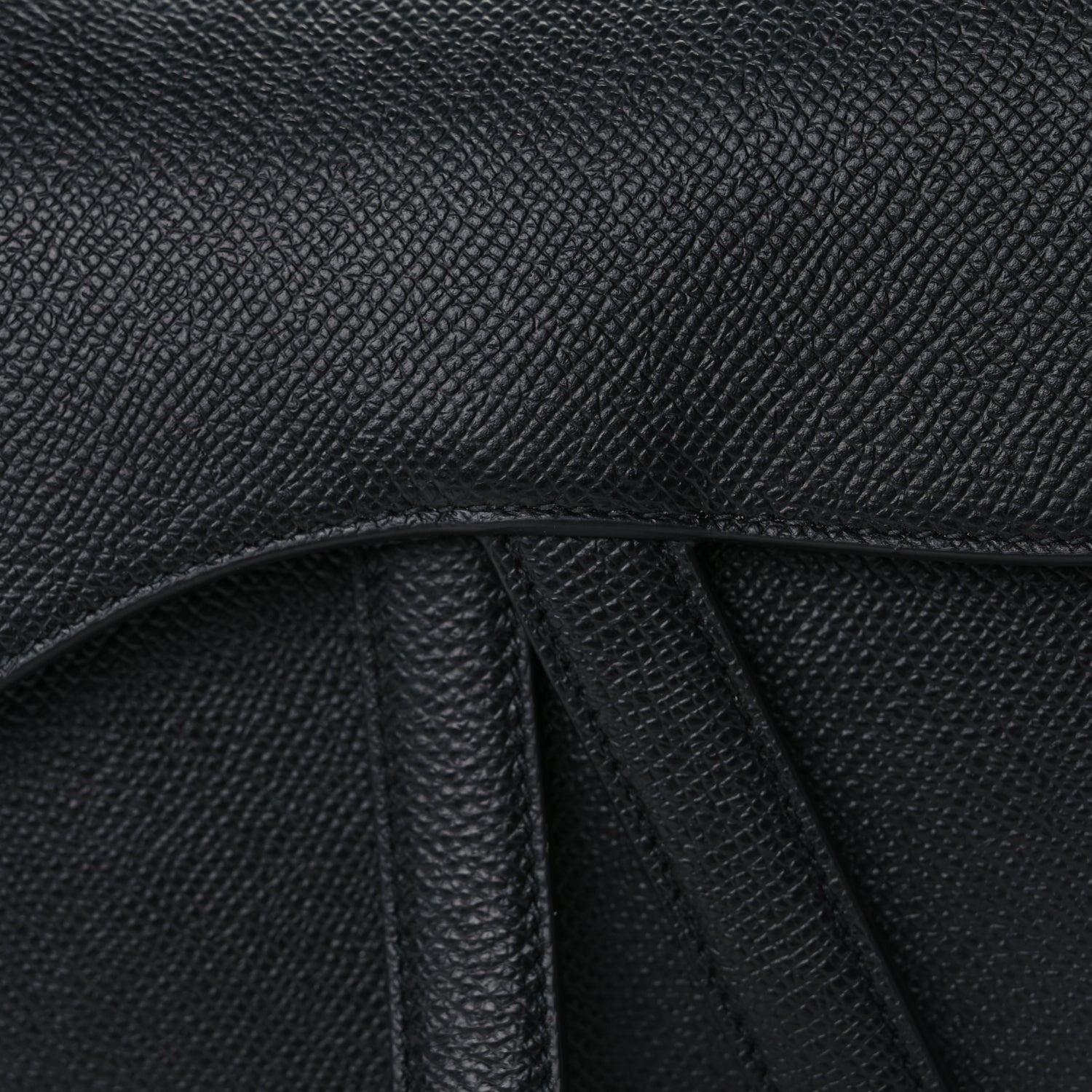 Christian Dior Grained Calfskin Saddle Bag Black (CARD) 7 of 9