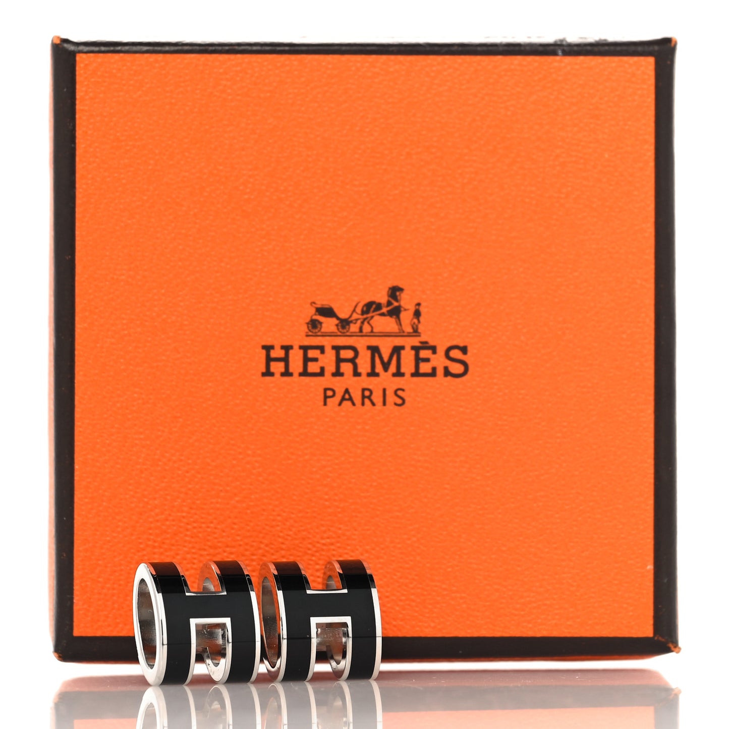 Palladium Lacquered Mini Pop H Earrings Black