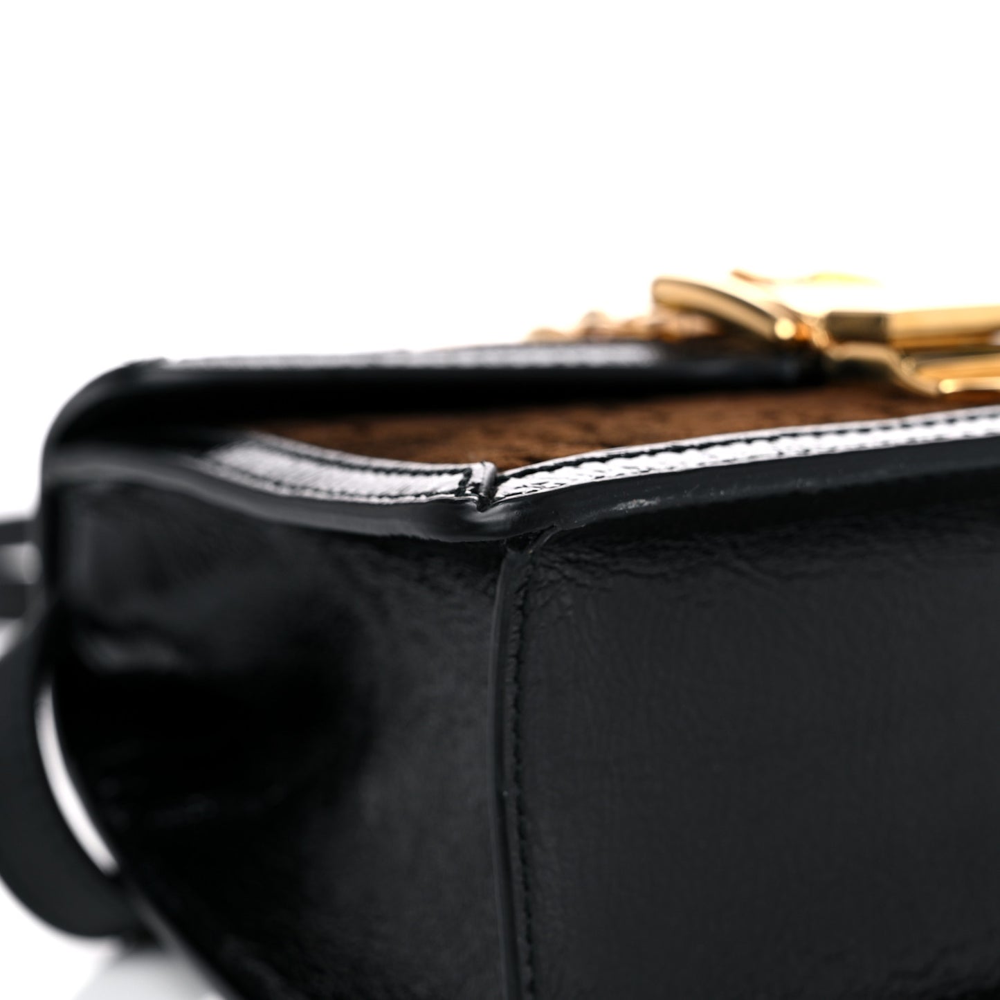 Velvet GG Monogram Web Mini Sylvie Top Handle Bag Brown Black Oro Vecchio