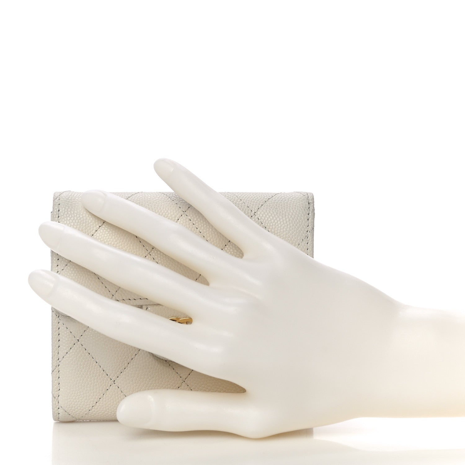 Chanel Caviar Quilted Compact Flap Wallet White 2 of 12