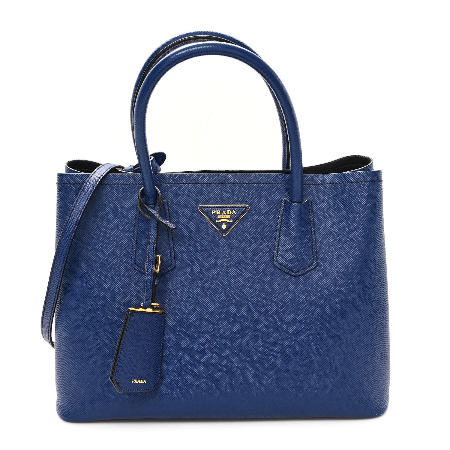 Prada Saffiano Cuir Small Double Bag Inchiostro 1 of 7
