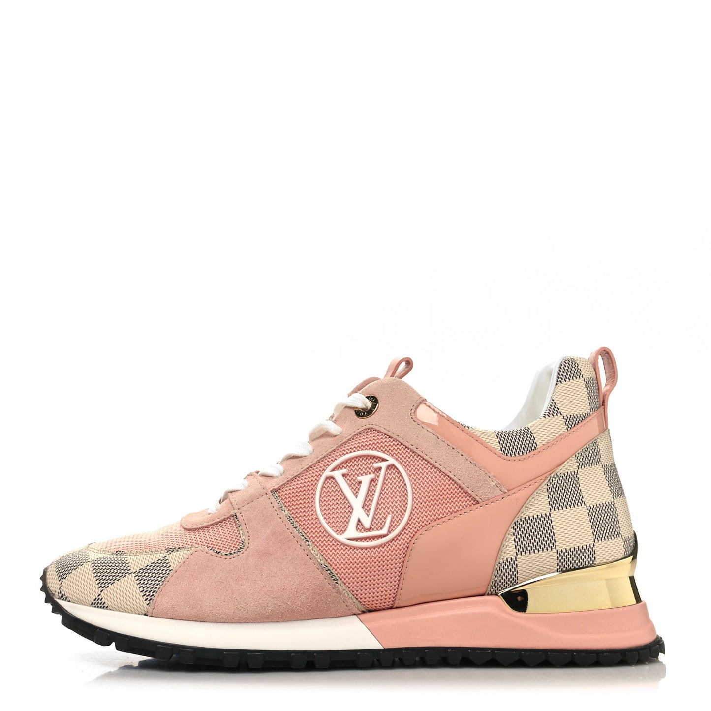 Suede Damier Azur Run Away Sneakers 39 Pink