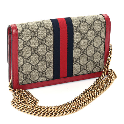 Gucci GG Supreme Monogram Web Queen Margaret Chain Wallet Red 2 of 8
