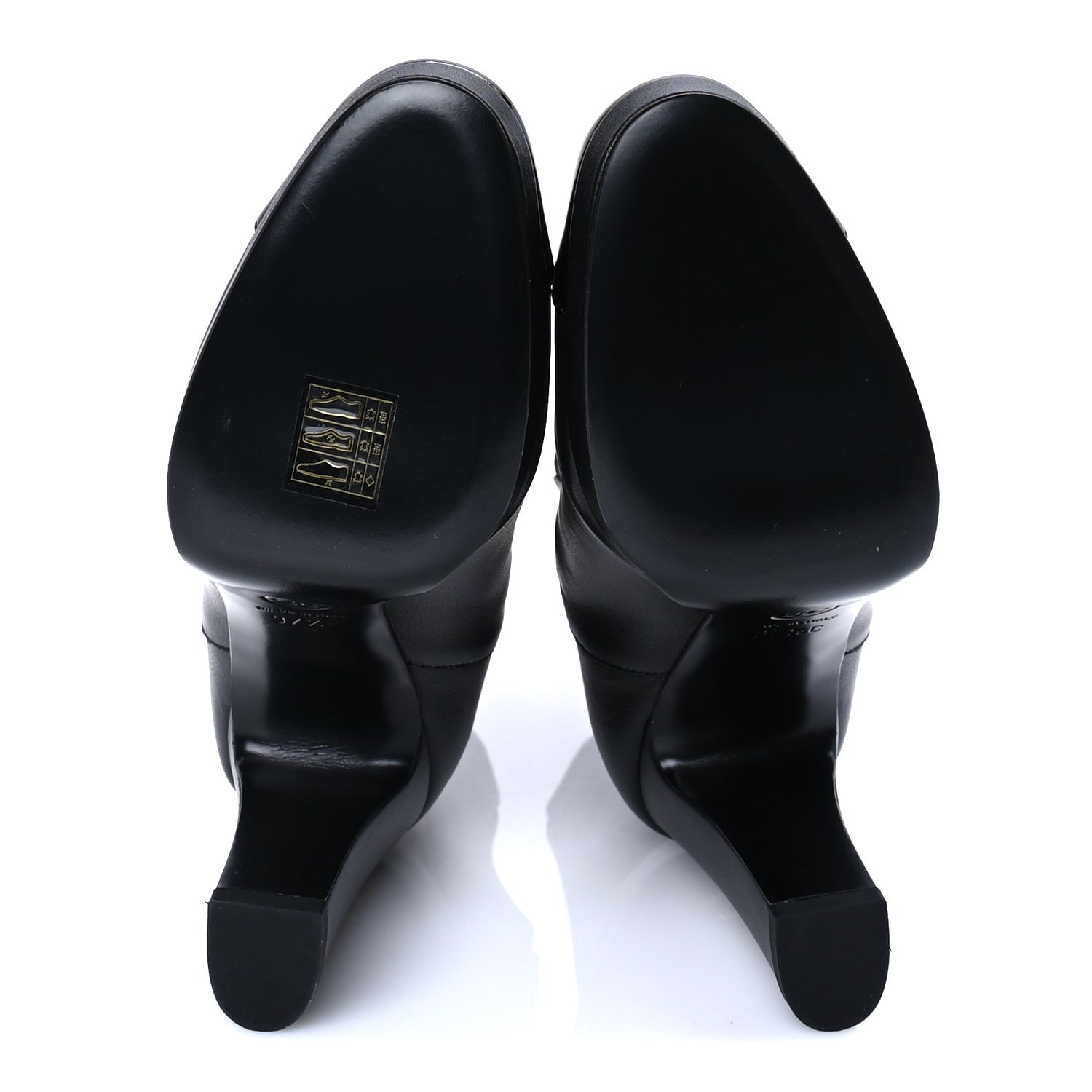 Chanel Lambskin Patent Cap Toe Pearl CC Ankle Boots 37.5 Black 6 of 7