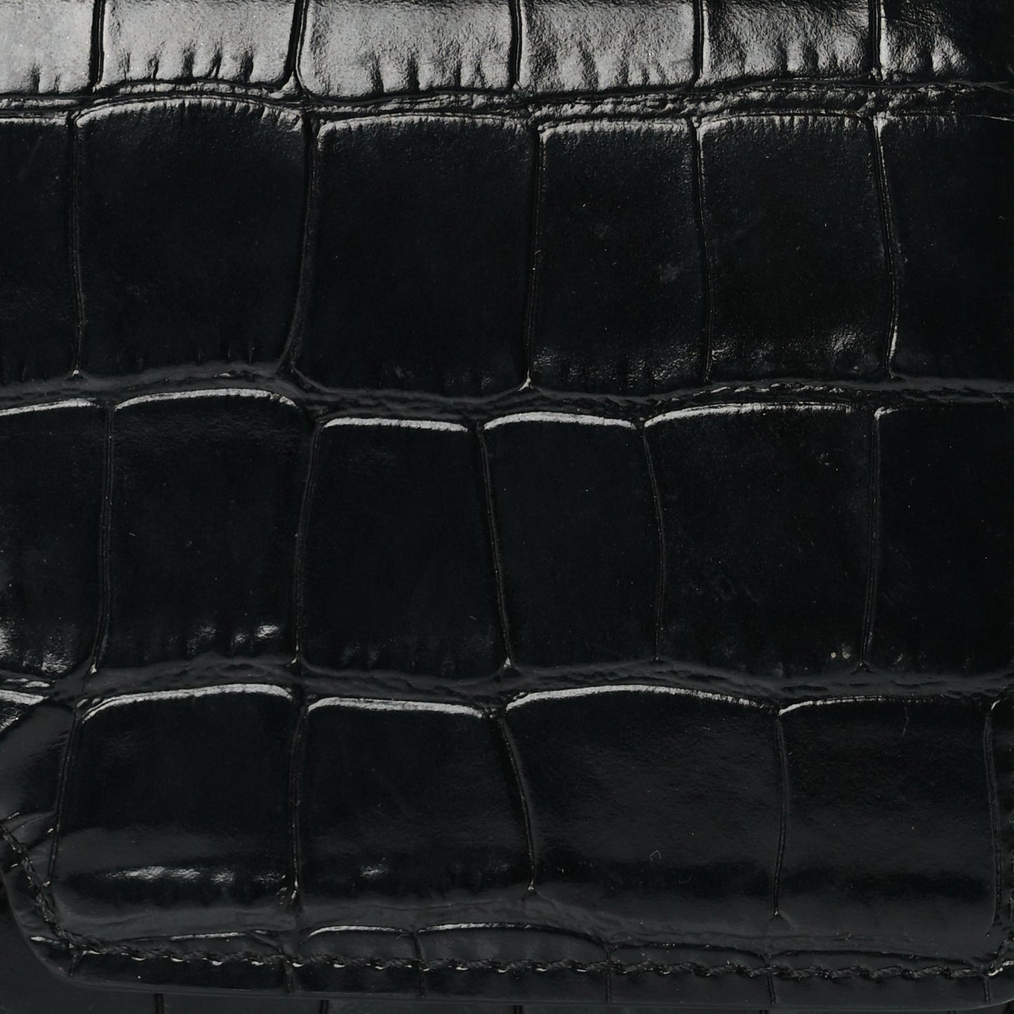 Calfskin Crocodile Embossed TB Continental Wallet Black