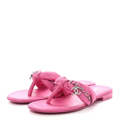 Chanel Lambskin Chain Thong Sandals 35.5 Fuchsia 3 of 9