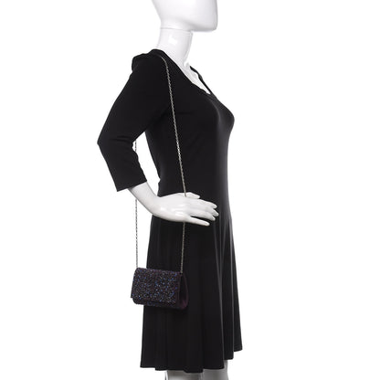Judith Leiber Satin Crystal Chain Clutch Purple 2 of 9