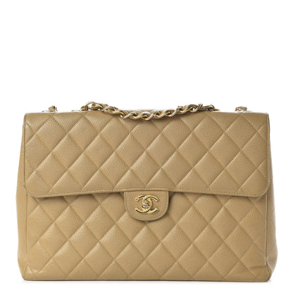 Chanel Caviar Quilted Jumbo Single Flap Beige 1 of 11