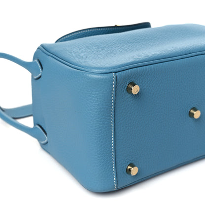 Hermes Taurillon Clemence Lindy 30 New Blue Jean 9 of 10