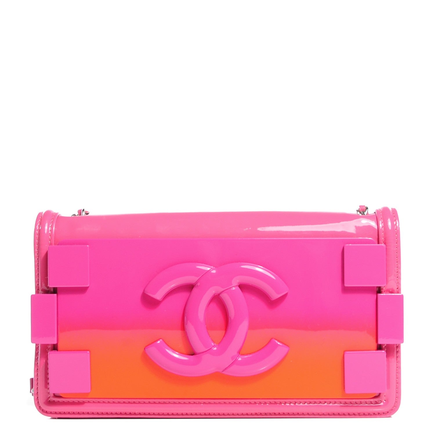 Chanel Plexiglass Patent Small Boy Brick Flap Pink Orange 1 of 8