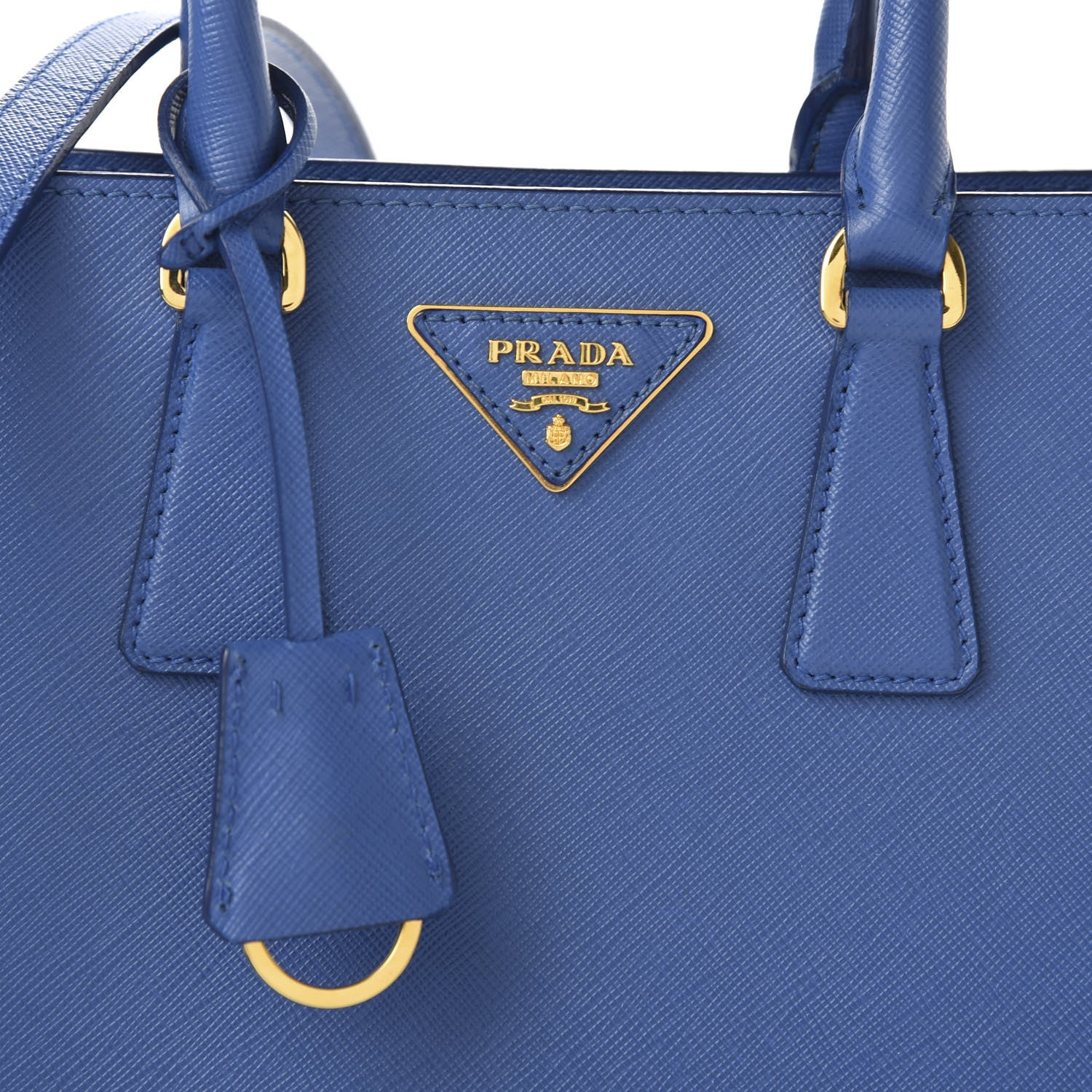 Prada Saffiano Lux Small Tote Azzurro 9 of 9