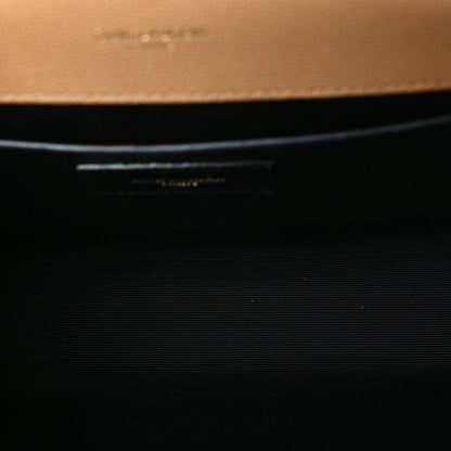 Saint Laurent Grain De Poudre Textured Mixed Matelasse Triquilt Medium Monogram Envelope Chain Bag Dark Latte 4 of 8
