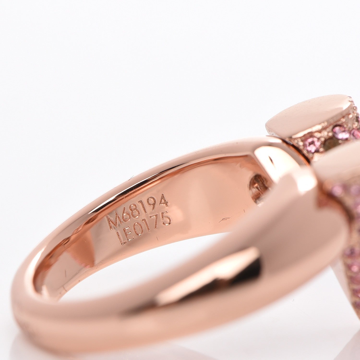 Louis Vuitton Crystal Essential V Strass Ring S 5.5 Pink Gold 5 of 6