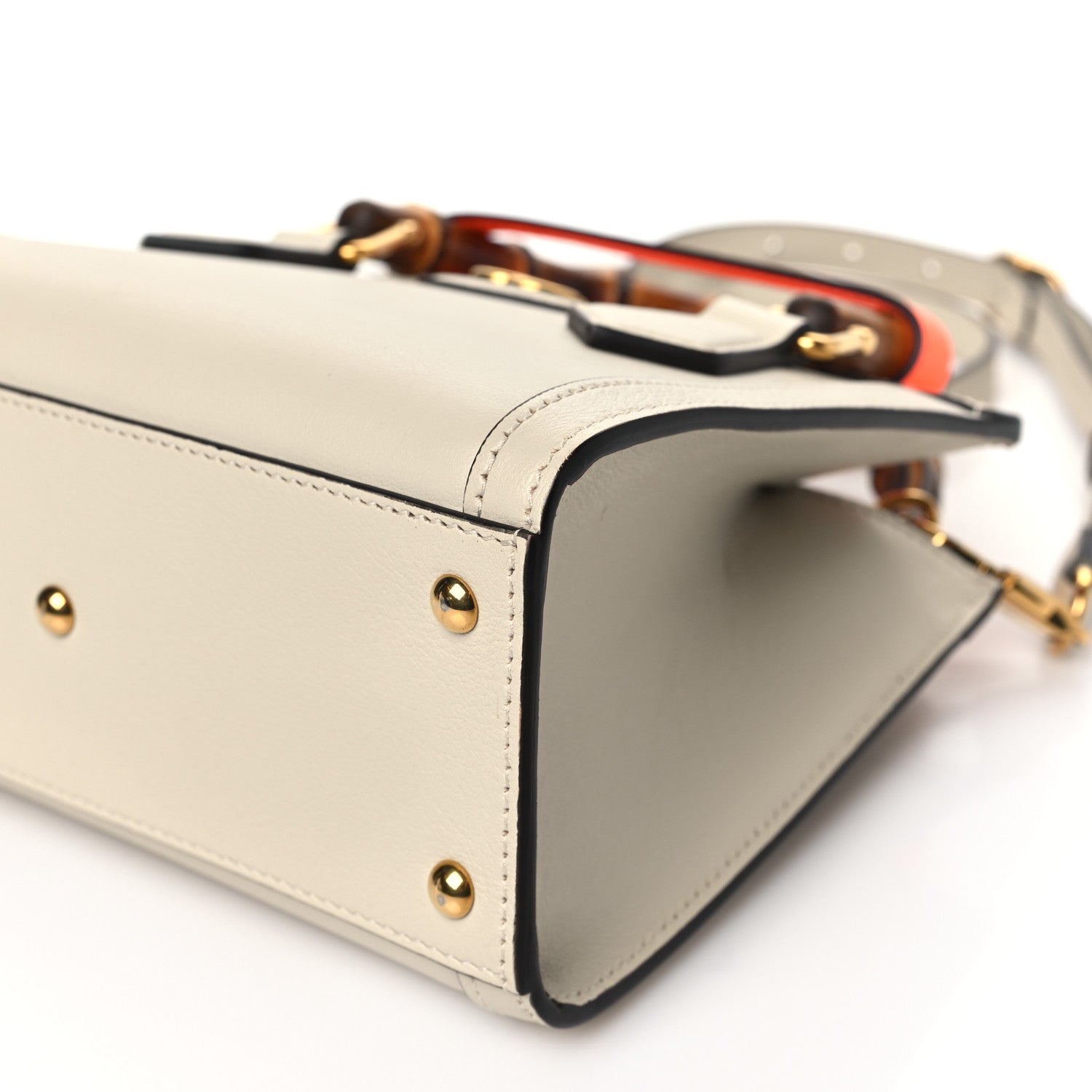 Gucci Wonka Grain Calfskin Mini Diana Tote Bag Mystic White Orange Fluo 10 of 11