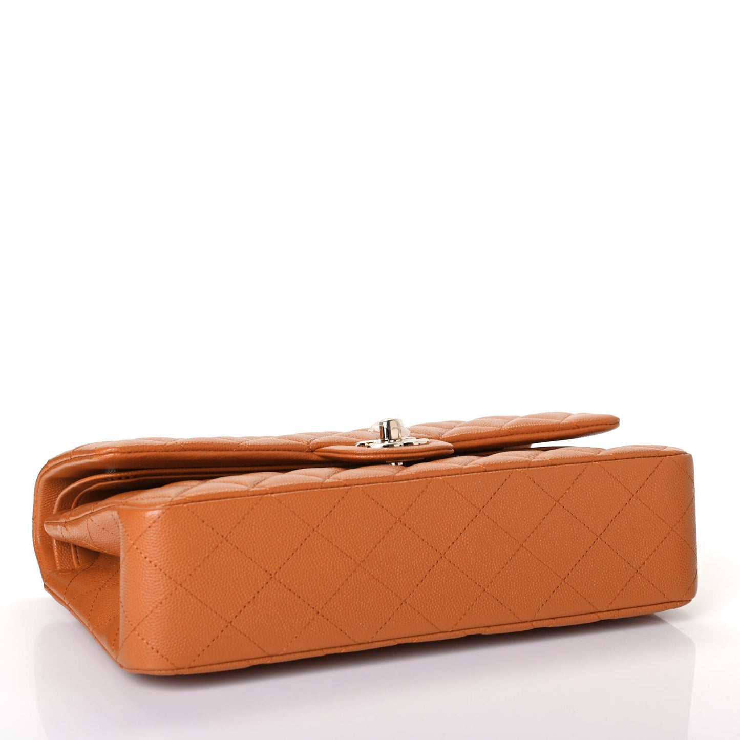 Caviar Quilted Medium Double Flap Light Brown