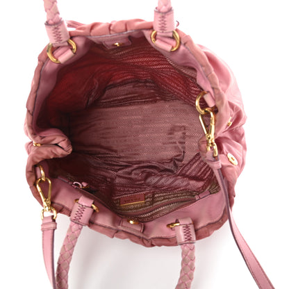 Prada Tessuto Nylon Nappa Braided Top Handle Tote Pink 5 of 9