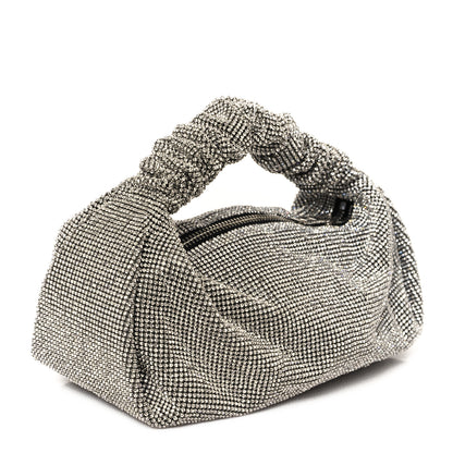 Alexander Wang Mesh Crystal Rhinestone Mini Scrunchie Clutch Black Silver 3 of 11