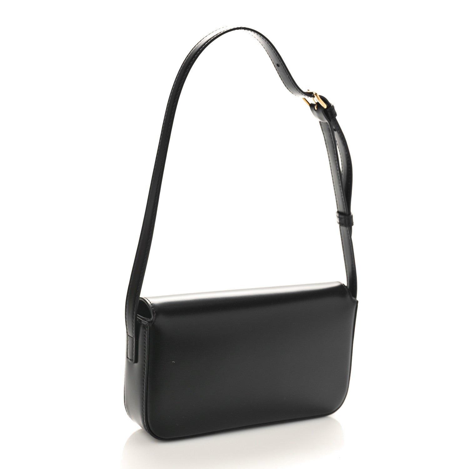 Celine Shiny Calfskin Triomphe Shoulder Bag Black 2 of 9