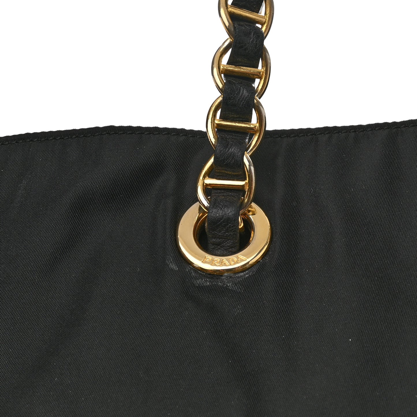 Tessuto Nylon Chain Shoulder Bag Black