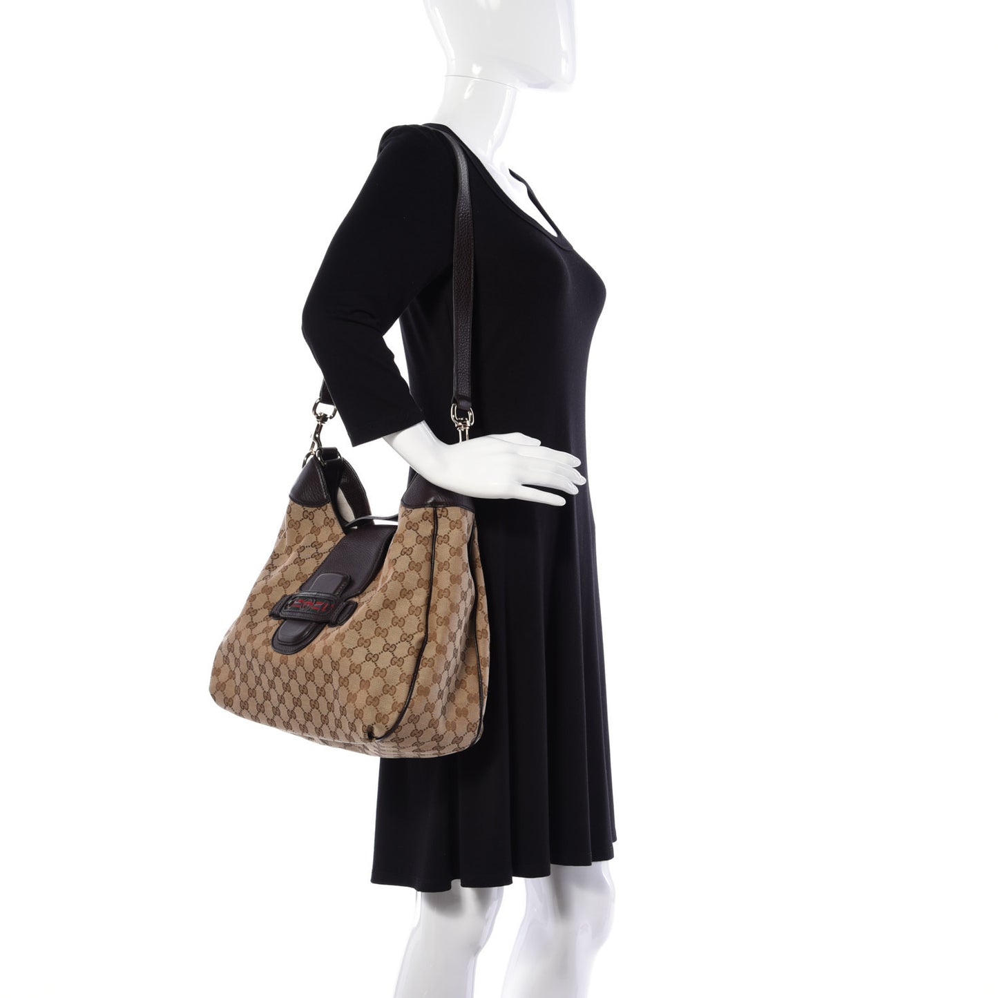 Monogram Web Medium Dressage Hobo Dark Brown