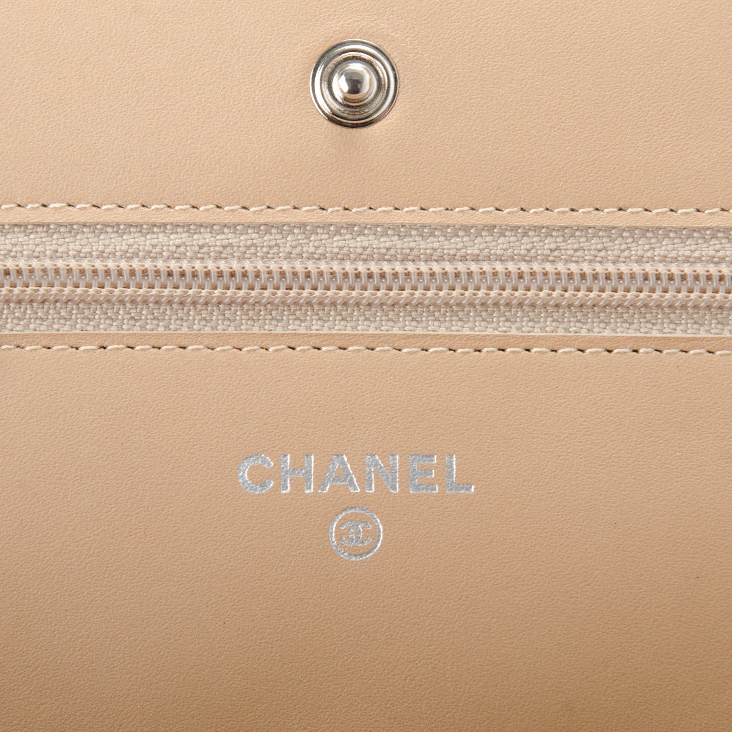 Chanel Patent Quilted Wallet On Chain WOC Beige 6 of 8