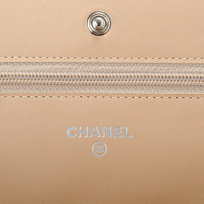 Chanel Patent Quilted Wallet On Chain WOC Beige 6 of 8