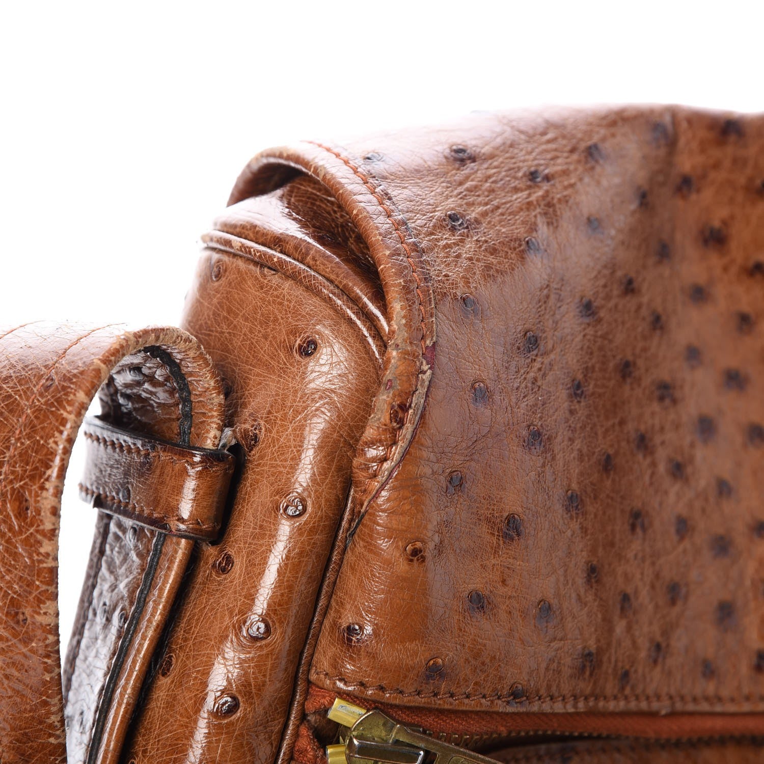 Hermes Ostrich Noumea Flap Bag Gold 10 of 11