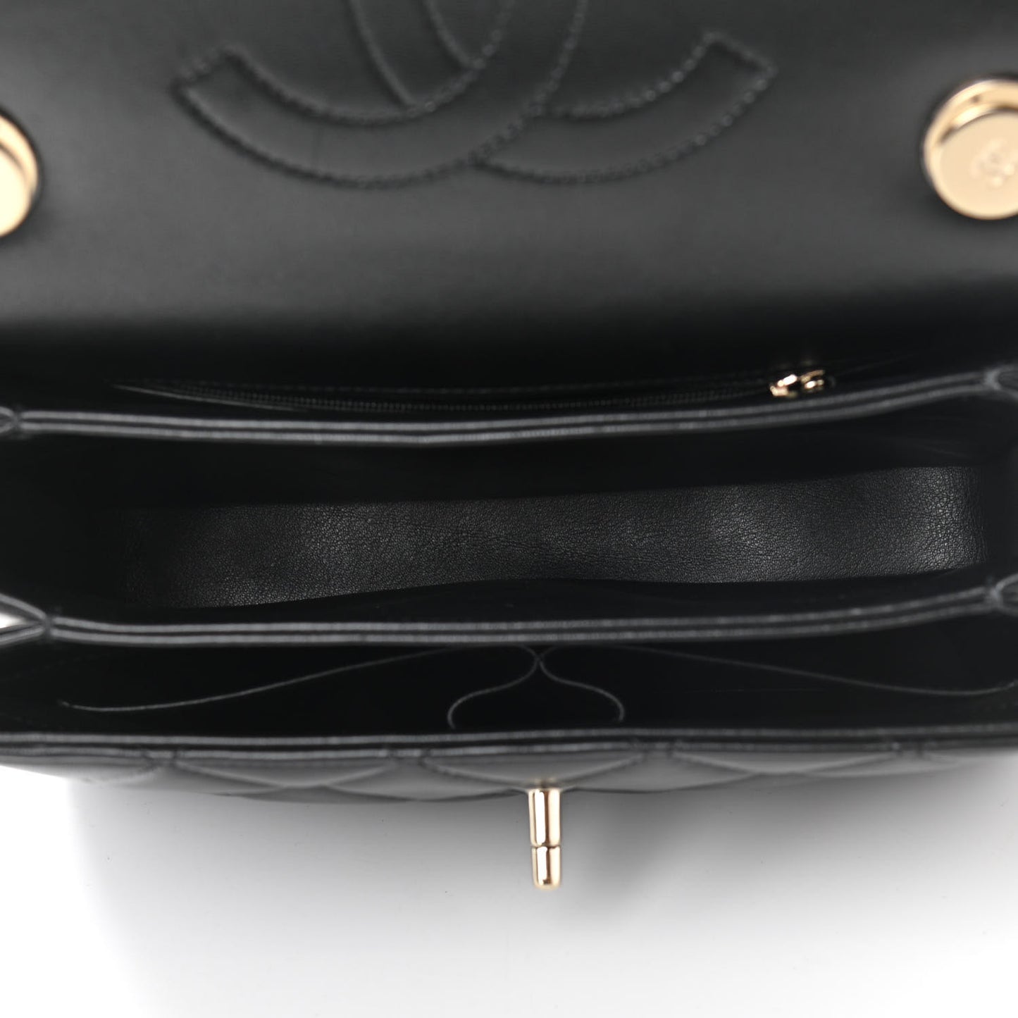 Lambskin Quilted Small Trendy CC Dual Handle Flap Bag Black
