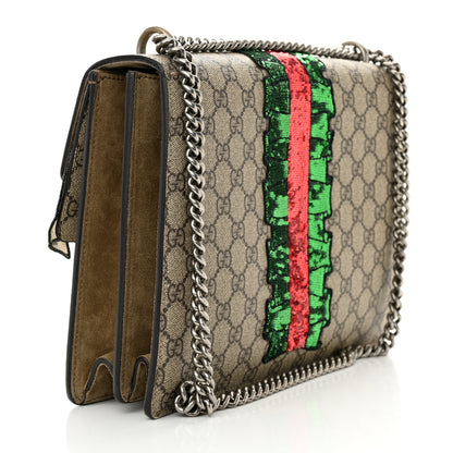 Gucci GG Supreme Monogram Lightning Embroidered Medium Dionysus Shoulder Bag Beige 3 of 12