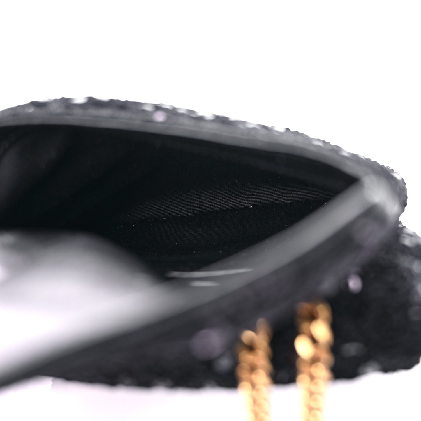 Sequin Monogram Double Flap Bag Black