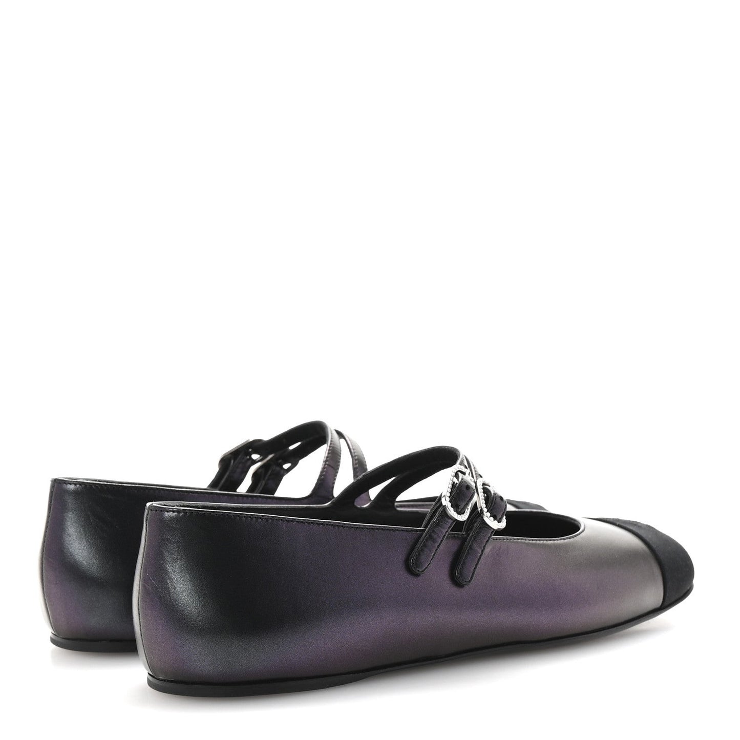 Lambskin Grosgrain Pearl Mary Jane Flats 38.5 Black