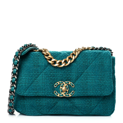 Chanel Tweed Quilted Medium Chanel 19 Flap Green 1 of 11