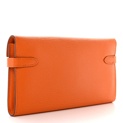 Hermes Chevre Mysore Kelly Longue Wallet Orange 3 of 11