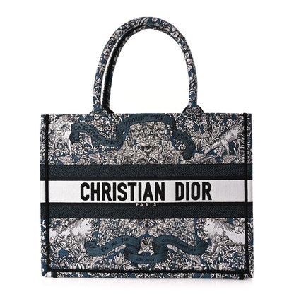 Christian Dior Canvas Embroidered Medium Around The World Book Tote Blue 1 of 8