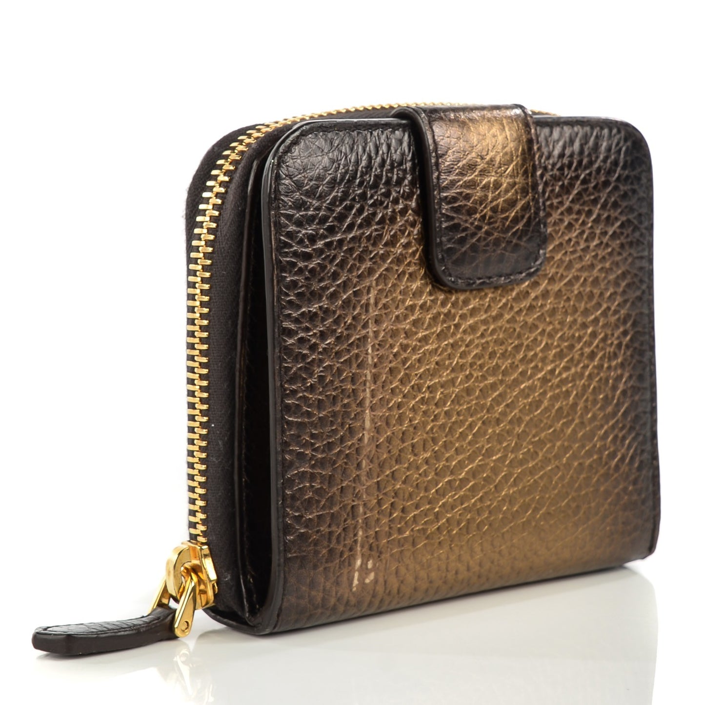 Vitello Daino Antik Compact Zip Around Wallet Bronzo