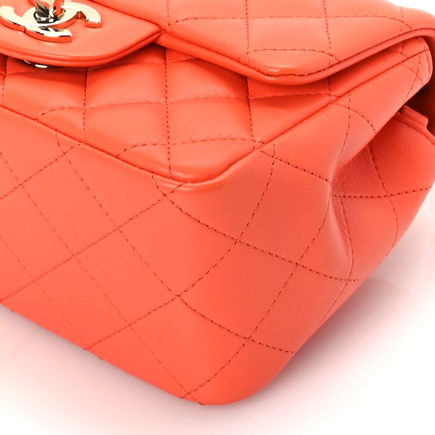 Chanel Lambskin Quilted Mini Square Flap Orange 10 of 10