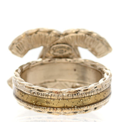 Chanel Glitter Enamel CC Ring 5 Gold 4 of 5
