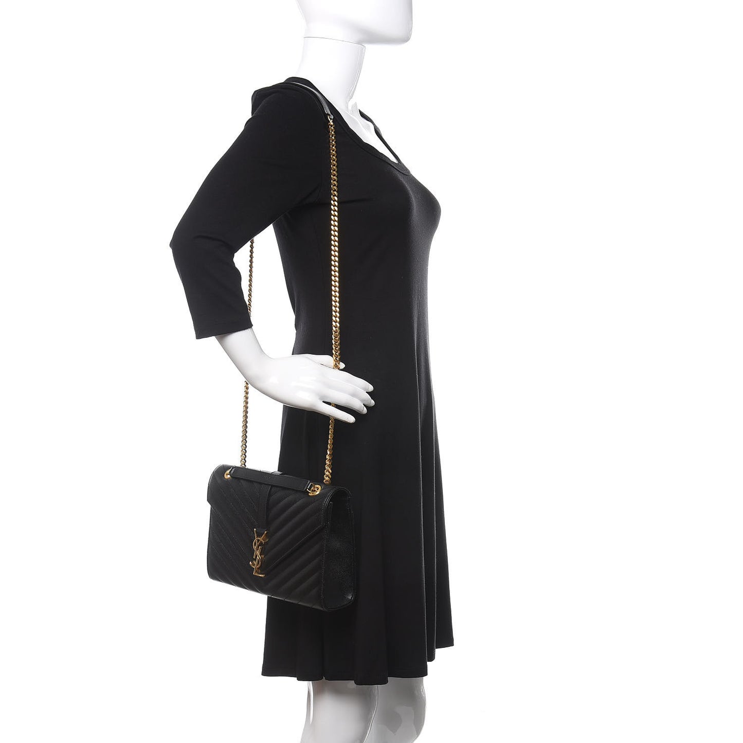 Grain De Poudre Matelasse Chevron Medium Monogram Satchel Black