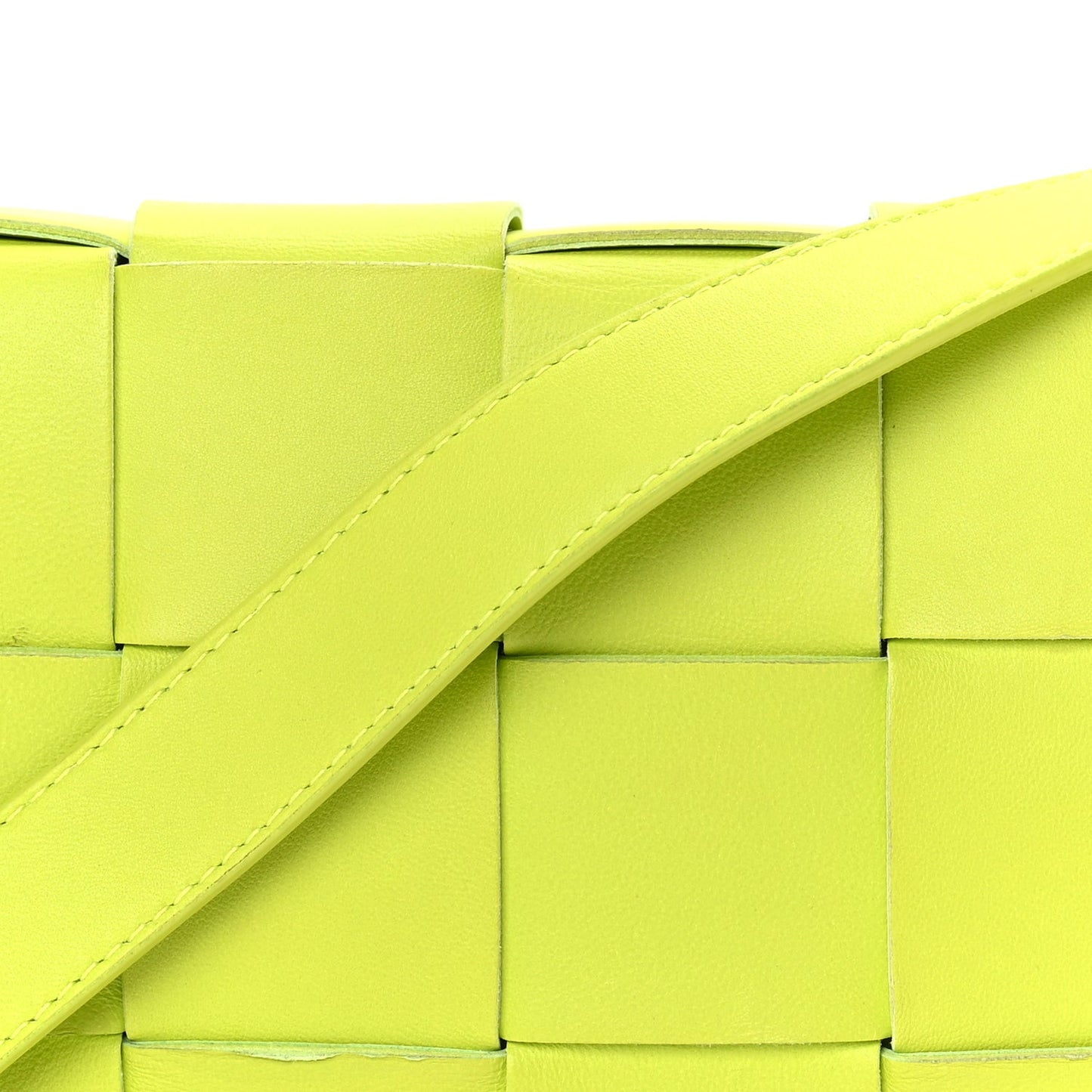 Lambskin Maxi Intrecciato Cassette Crossbody Bag Acid Kiwi