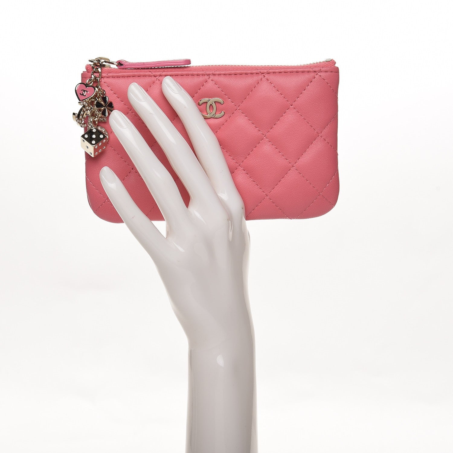 Chanel Lambskin Quilted Small Casino Cosmetic Case Pink 2 of 8
