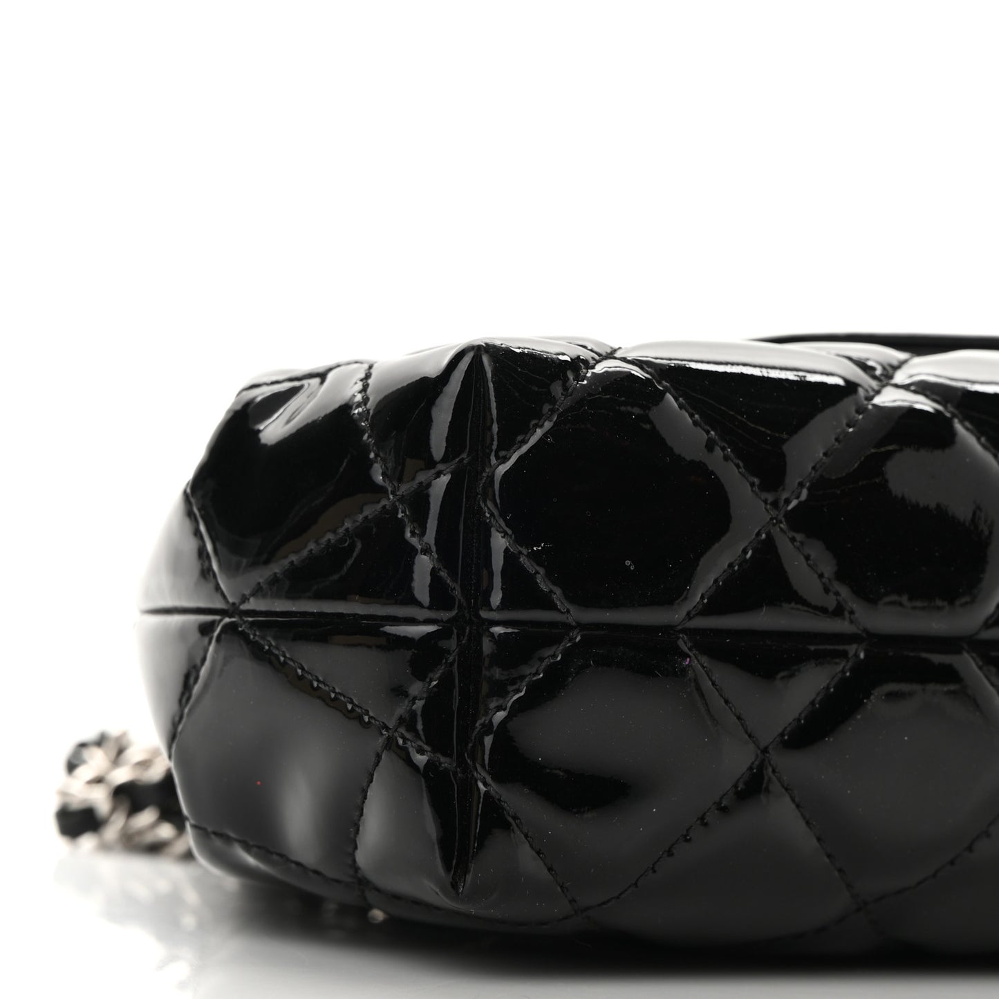 Patent Quilted Coco Shine Small Accordion Flap Black