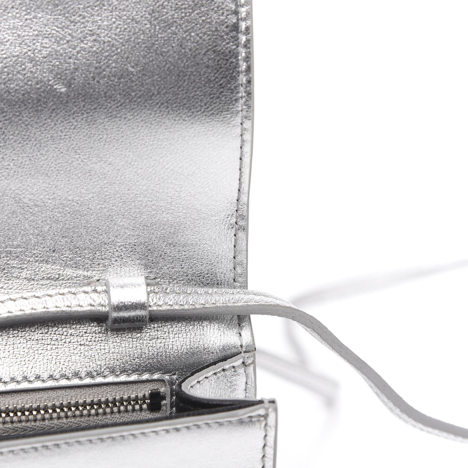 Saint Laurent Nappa Silk Fetiche Clutch Argento 13 of 15