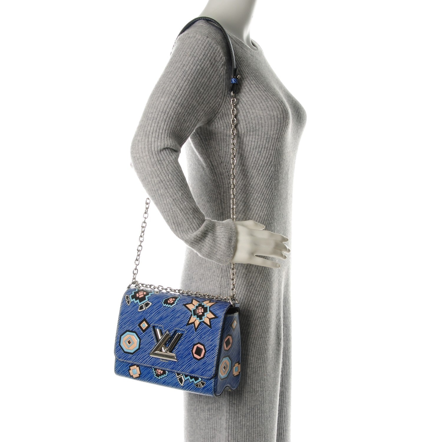 Louis Vuitton Epi Azteque Twist Shoulder Bag MM Denim Light 2 of 7