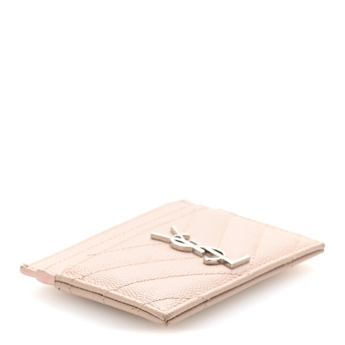 Grain De Poudre Matelasse Chevron Monogram Credit Card Case Pale Pink