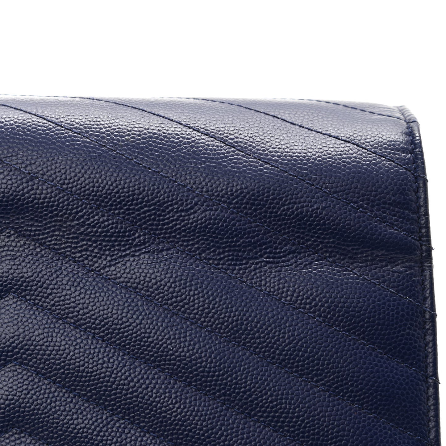 Grain De Poudre Matelasse Chevron Monogram Chain Wallet Navy