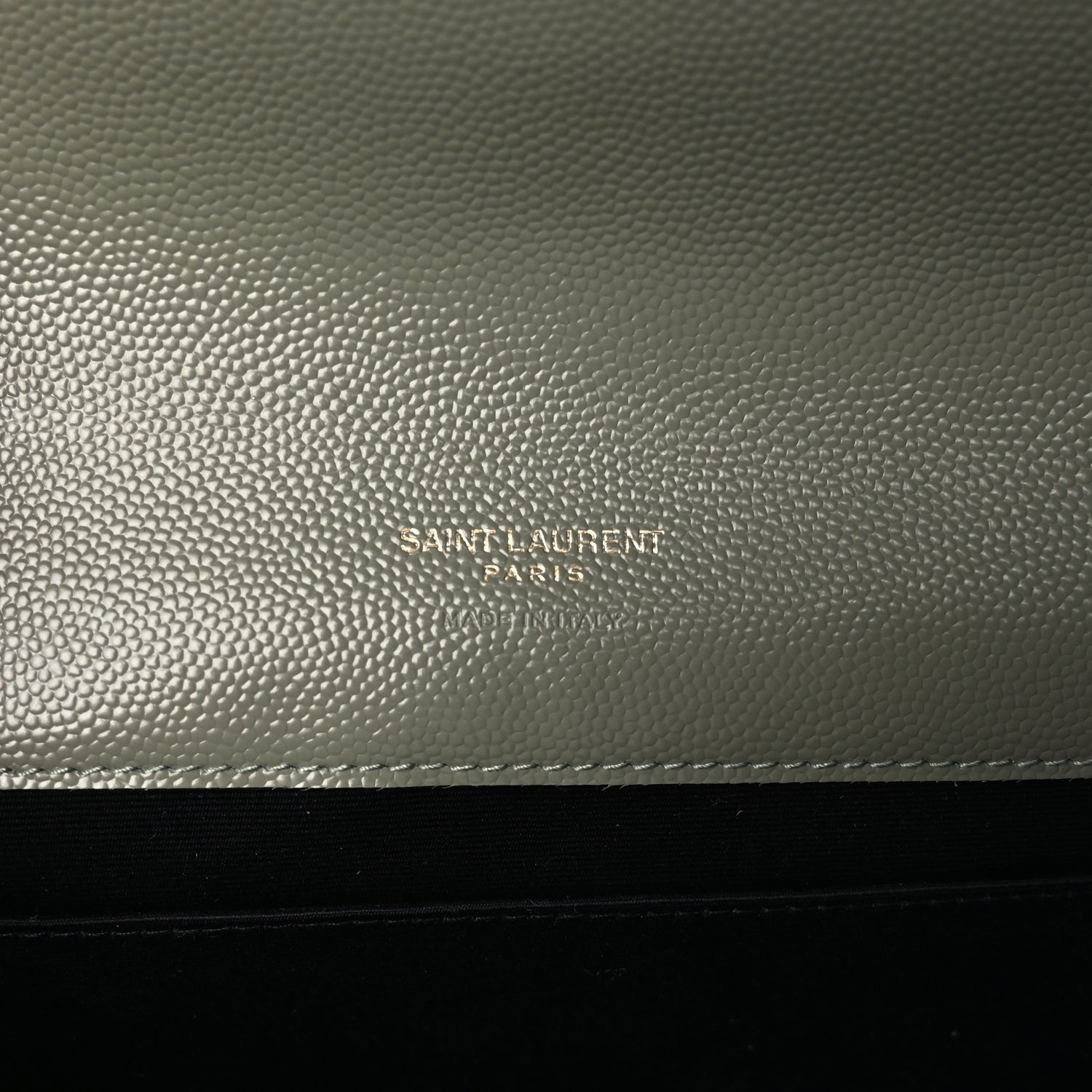 Saint Laurent Grain De Poudre Matelasse Chevron Monogram Envelope Clutch  Light Sage 6 of 7