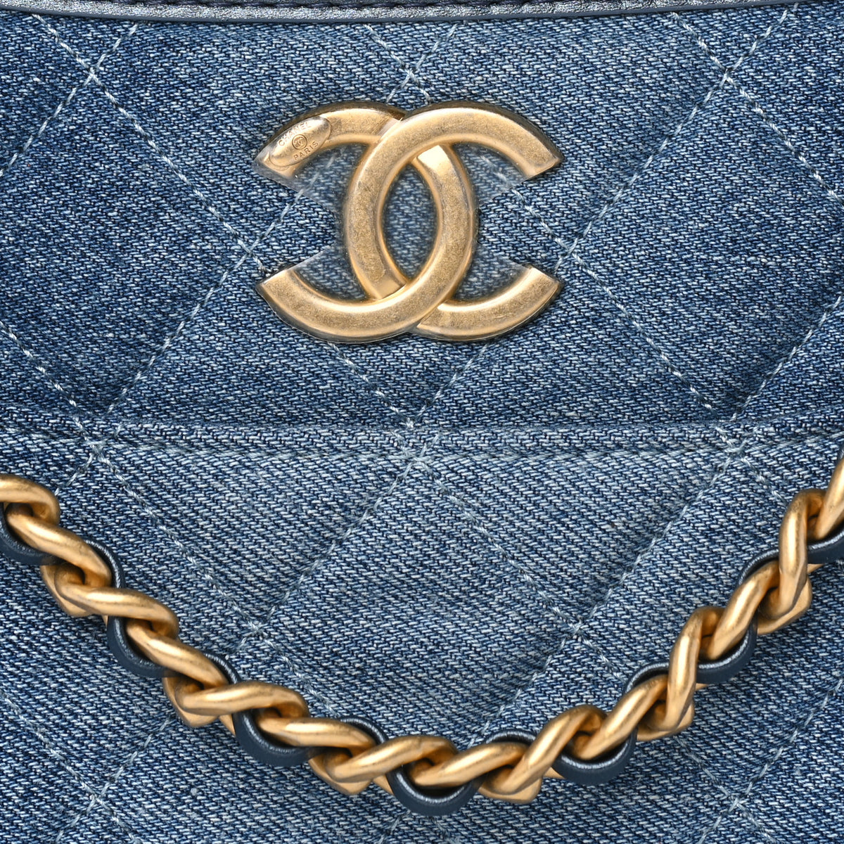 Chanel Washed Denim Quilted Hobo Blue 7 of 9